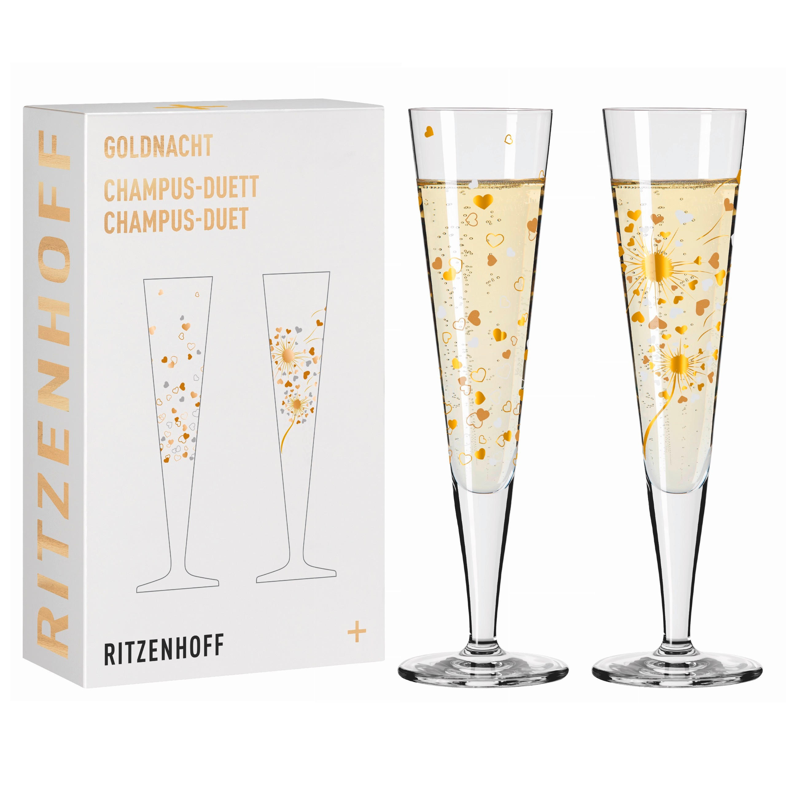 CHAMPAGNERGLAS 205 ml 2-teilig  - Platinfarben/Goldfarben, LIFESTYLE, Glas (7,2/24/7,2cm) - Ritzenhoff