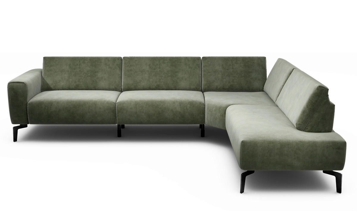 ECKSOFA Cosy Waldgrün Samt  - Waldgrün/Schwarz, Design, Textil/Metall (296/213cm) - SENSOO