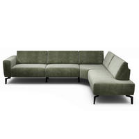 ECKSOFA Cosy in Samt Waldgrün  296/213 cm  - Waldgrün/Schwarz, Design, Textil/Metall (296/213cm) - SENSOO