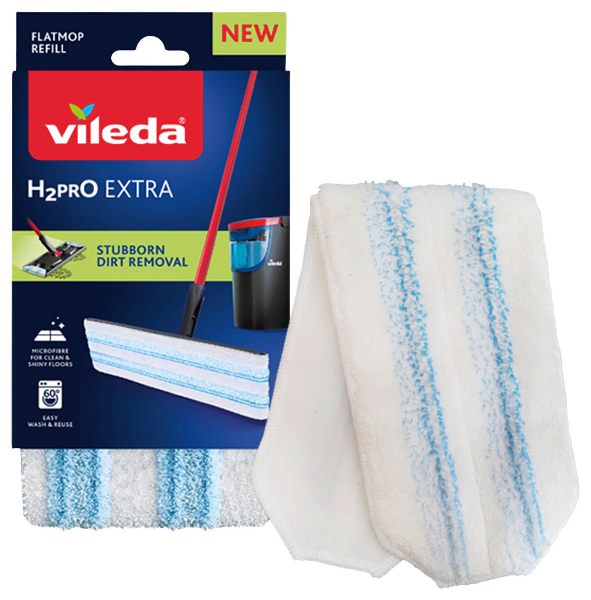 VILEDA H2PRO FLATMOPP REFILL - blå, Basics, textil (11/20/23cm) - Best Price