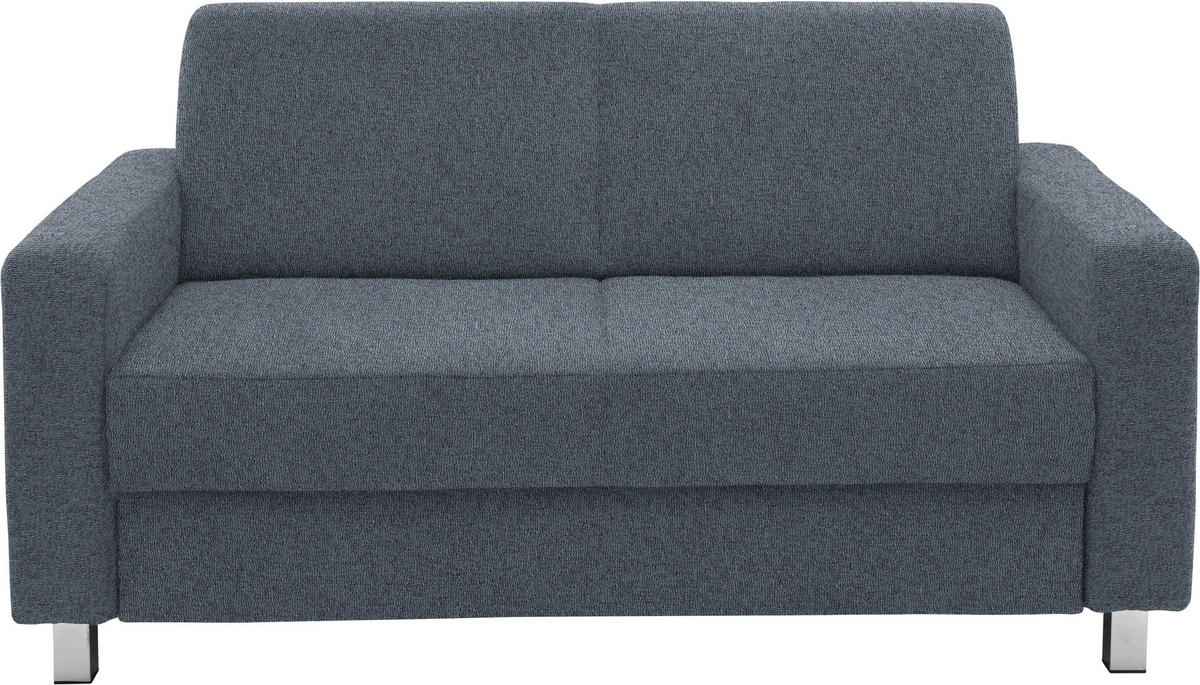 2-SITZER-SOFA in Flachgewebe Blau  - Chromfarben/Blau, Design, Textil/Metall (158/83/85cm) - Xora