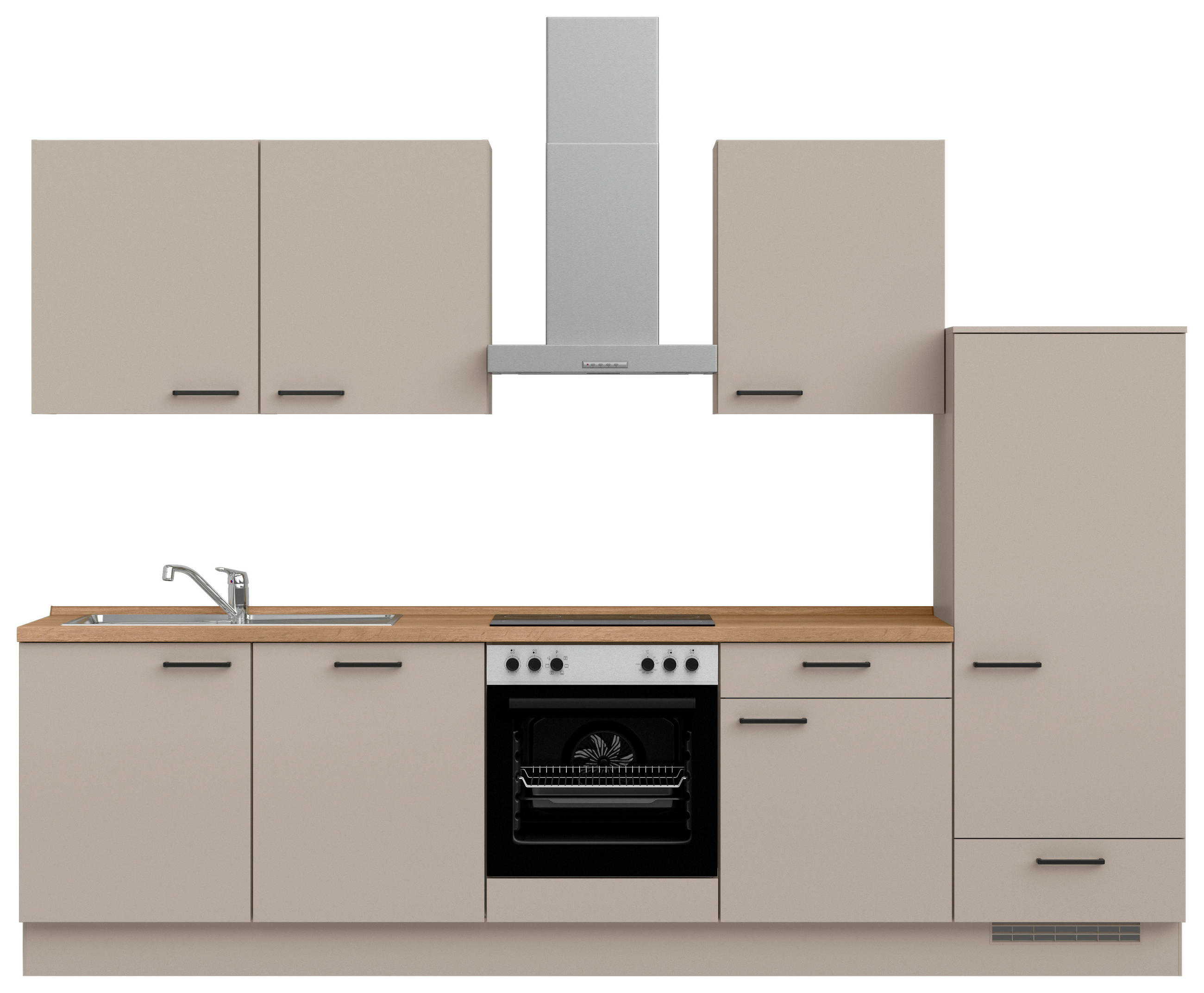 KÜCHENBLOCK Easytouch 300 cm  in Eichefarben, Sandfarben  - Sandfarben/Eichefarben, MODERN, Holzwerkstoff/Metall (300cm) - Nobilia