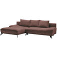 ECKSOFA in Chenille Braun  - Schwarz/Braun, MODERN, Textil/Metall (182/290cm) - Hom`in