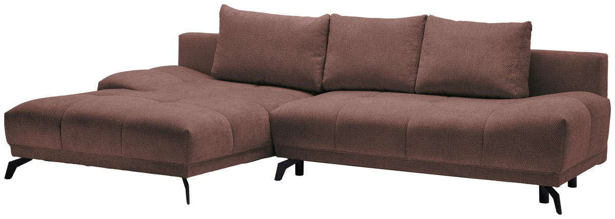 ECKSOFA in Chenille Braun  - Schwarz/Braun, Modern, Textil/Metall (182/290cm) - Hom`in