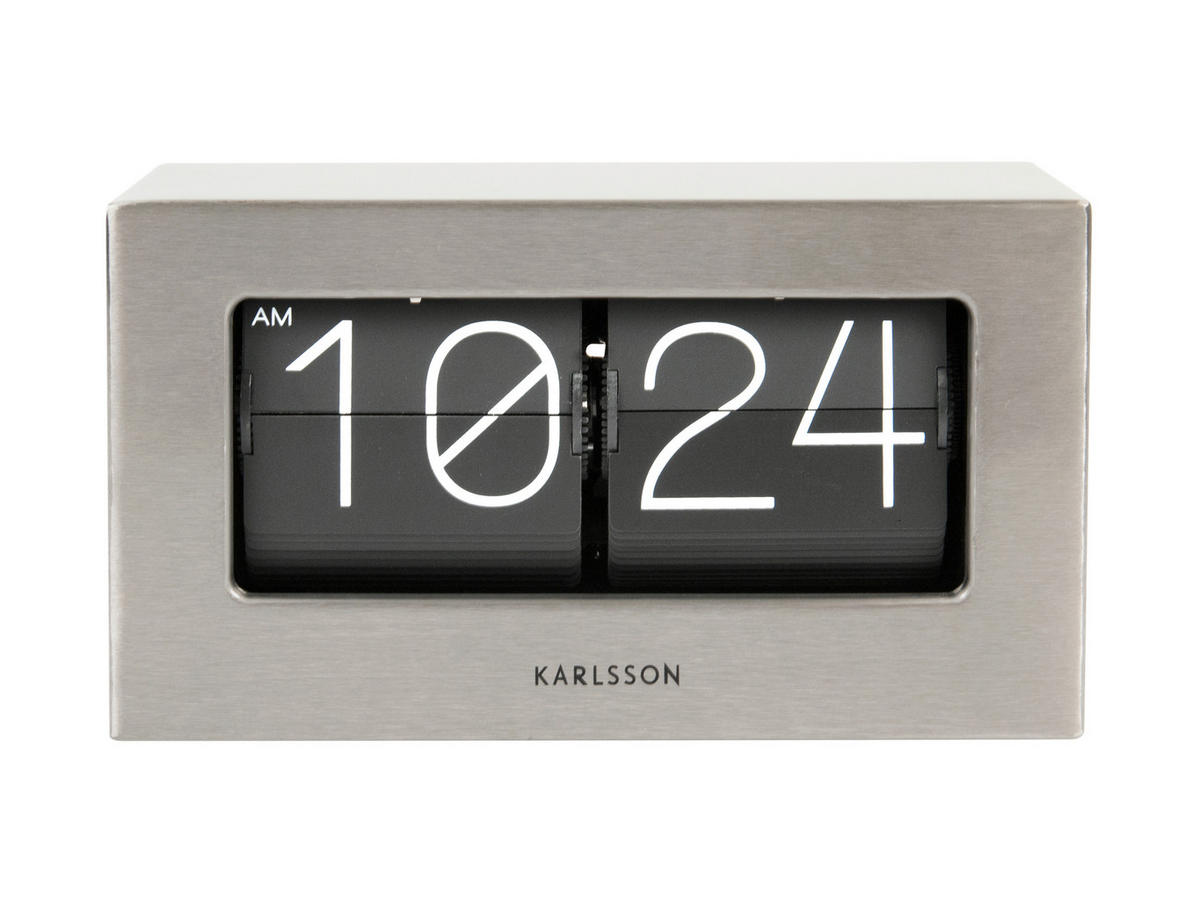WANDUHR Flip Edelstahlfarben 20,5/11,5/7 cm  - Edelstahlfarben, KONVENTIONELL, Metall (20,5/11,5/7cm) - Karlsson