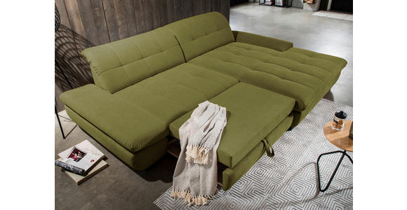 ECKSOFA in Mikrofaser Grün  - Schwarz/Grün, Design, Textil/Metall (290/198cm) - Xora