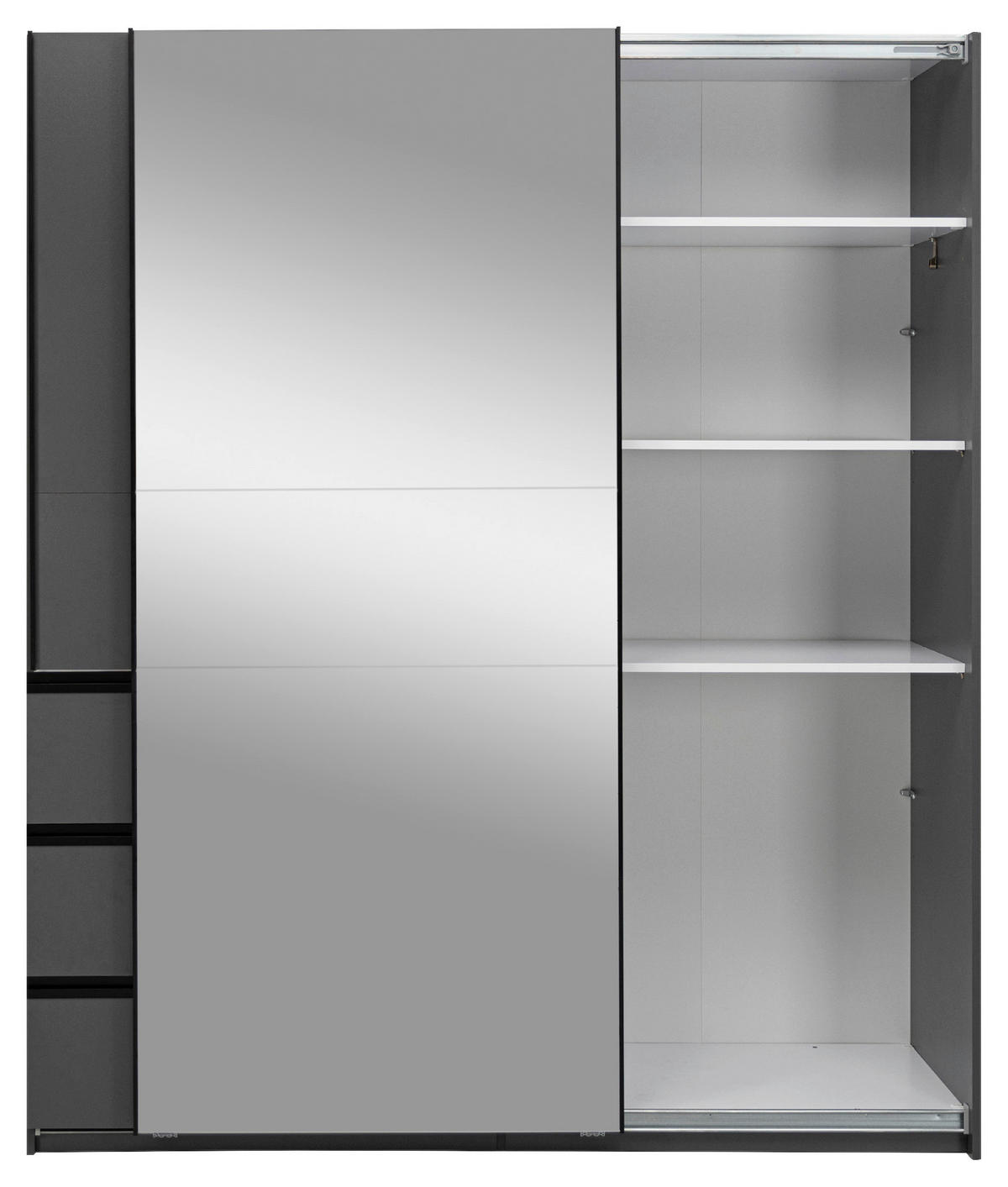 SCHIEBETÜRENSCHRANK 175/205/61,5 cm 2-türig Graphitfarben  - Graphitfarben/Schwarz, MODERN, Holzwerkstoff/Metall (175/205/61,5cm) - MID.YOU