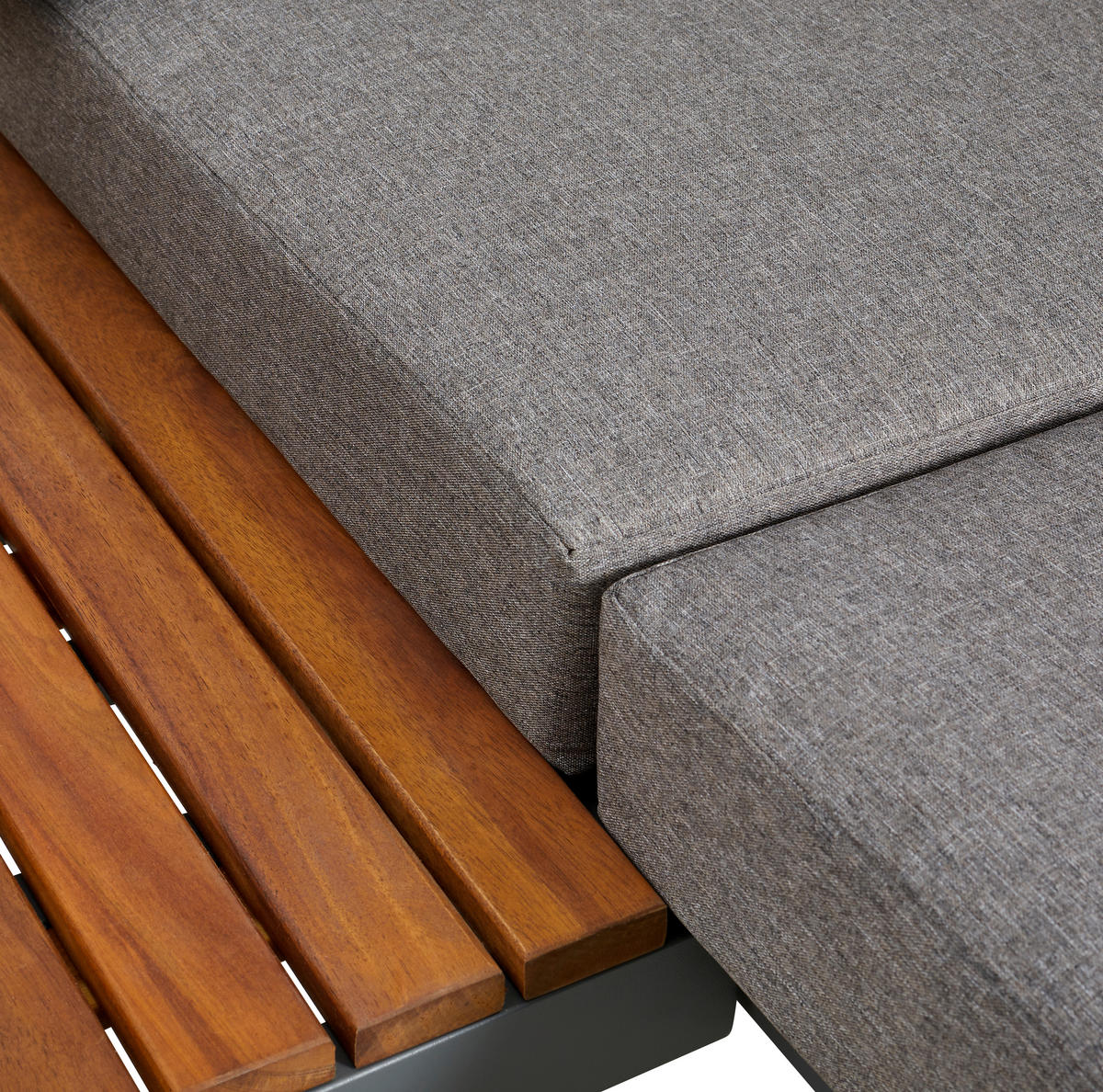 LOUNGEGARNITUR   110/45-63/48 cm  - Grau/Teakfarben, Modern, Holz/Metall (110/45-63/48cm) - Ambia Garden