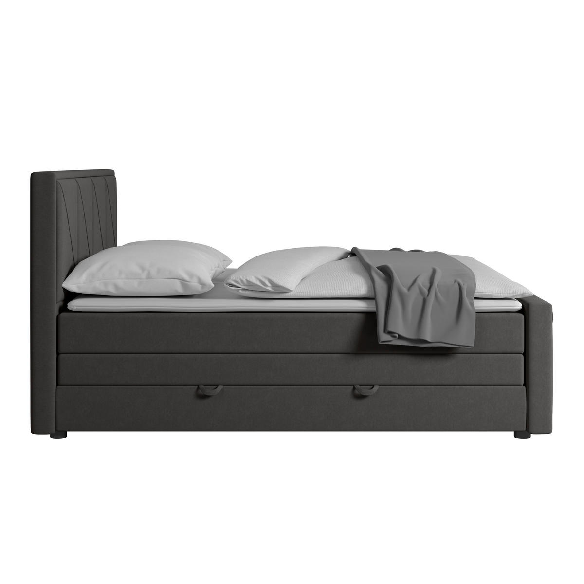 POSTELJA BOXSPRING 180 cm   x 200 cm  , kovina, umetna masa, tekstil, karton, leseni material antracit  - črna/antracit, Moderno, kovina/umetna masa (180/200cm) - MID.YOU