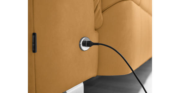 ECKSOFA in Echtleder Senfgelb 233/309 cm - Edelstahlfarben/Senfgelb, Design, Leder/Metall (233/309cm) - Dieter Knoll
