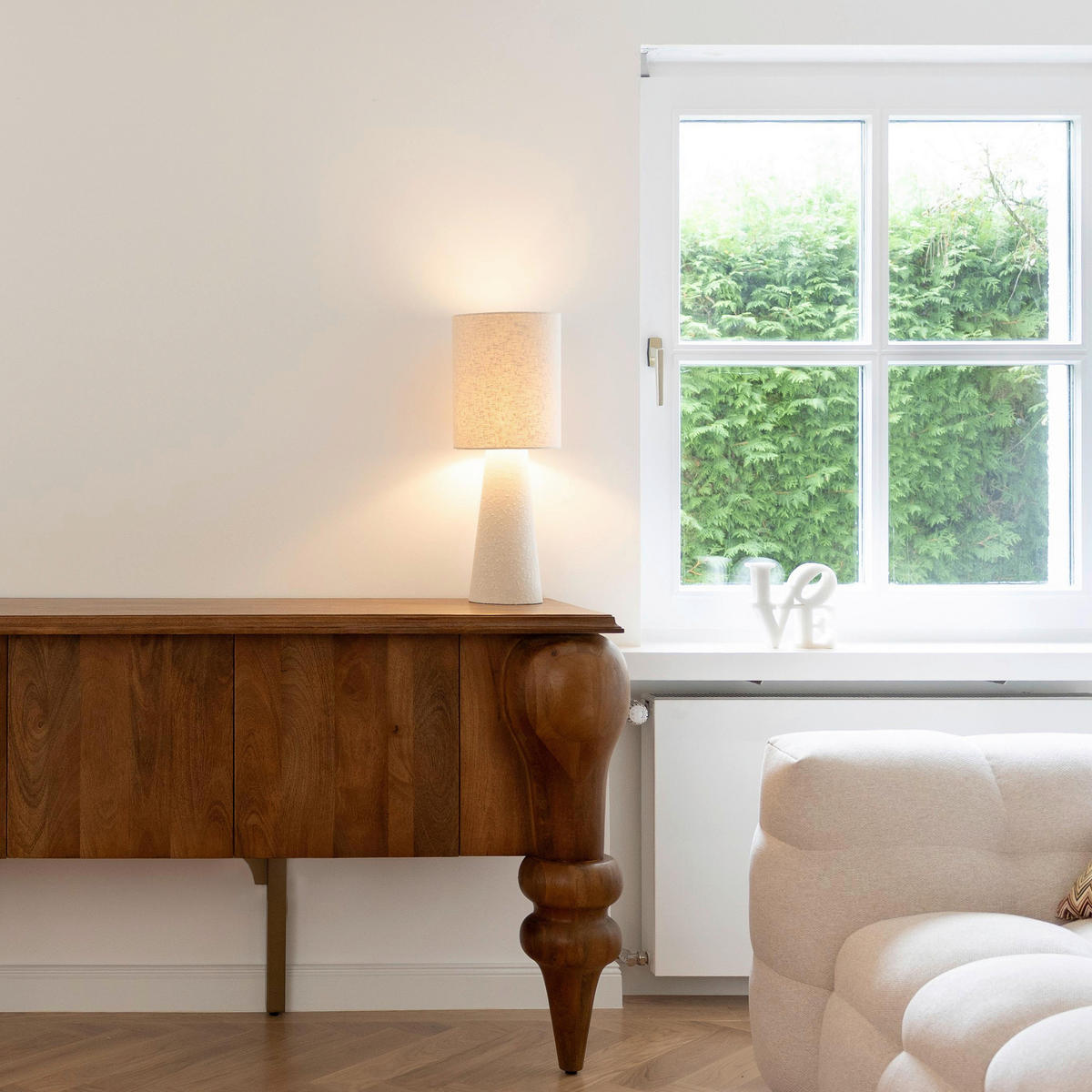 STEHLEUCHTE  22/60/22 cm   - Beige, Design, Textil/Metall (22/60/22cm) - Kare-Design