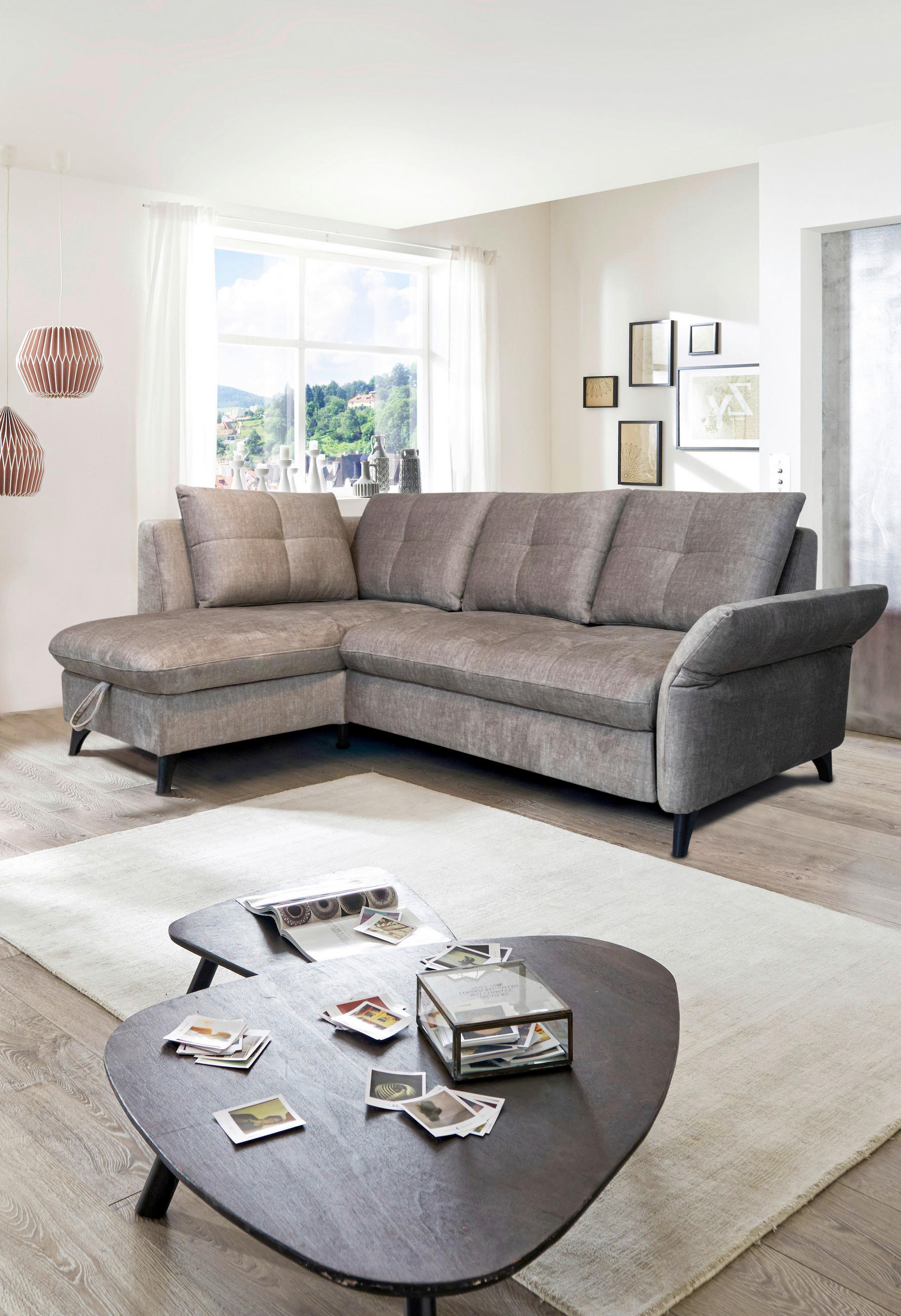 SAROKKANAPÉ textil taupe  - fekete/taupe, Basics, textil/fém (162/239cm) - Andante