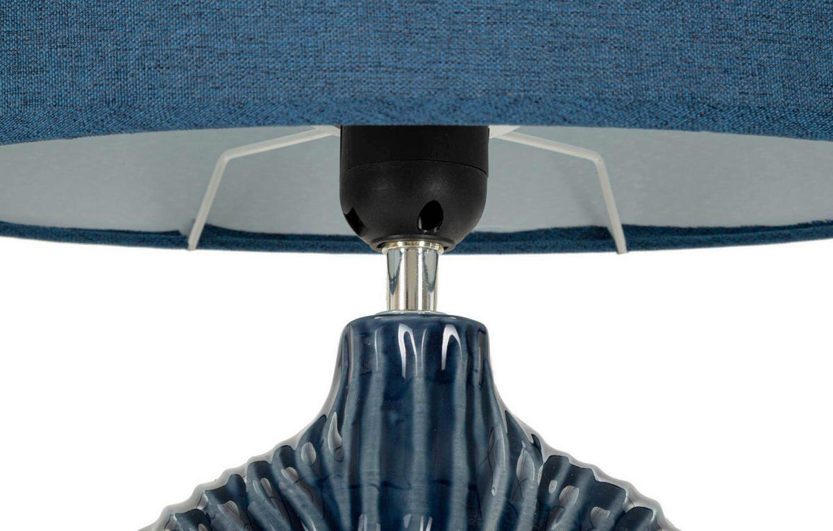 TISCHLEUCHTE   - Blau, Basics, Keramik/Textil (28.5/15/43cm)