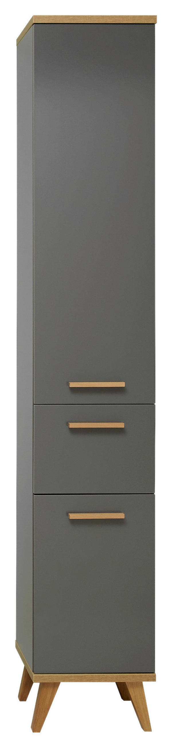 HOCHSCHRANK 35,5/205/33 cm  - Eichefarben/Grau, KONVENTIONELL, Glas/Holzwerkstoff (35,5/205/33cm) - Xora