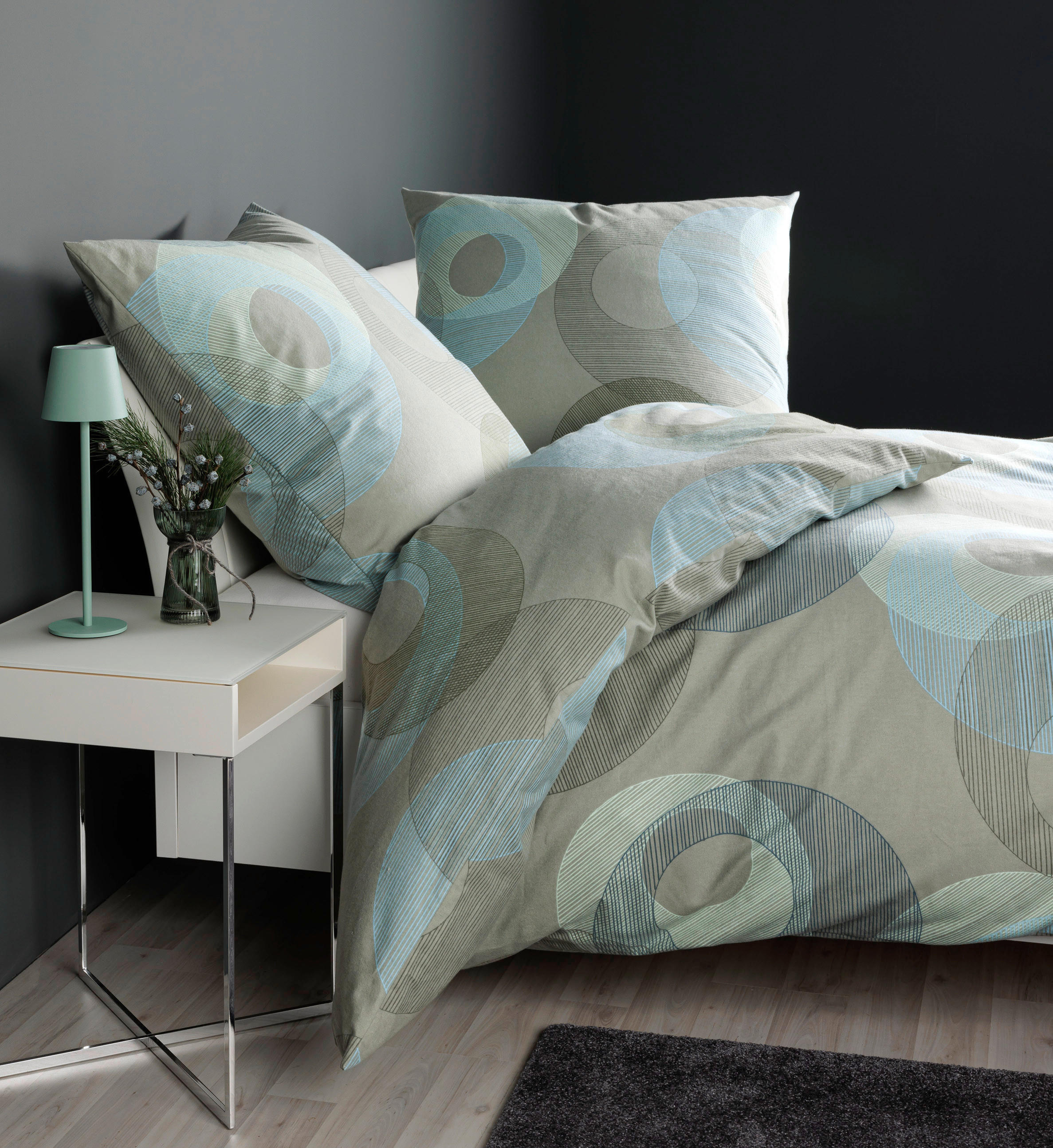 BETTWÄSCHE Biber 155/200 cm  - Salbeigrün, Design, Textil (155/200cm) - Janine