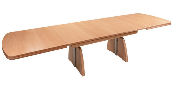 COUCHTISCH in Holz, Metall 125-245/75/55-74 cm  - Silberfarben/Buchefarben, KONVENTIONELL, Holz/Metall (125-245/75/55-74cm) - Venda