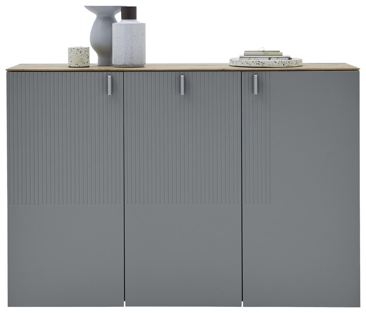 HÄNGESCHUHSCHRANK Eiche furniert Grau, Eichefarben  - Eichefarben/Grau, Design, Holz/Holzwerkstoff (139/94/36cm) - Dieter Knoll