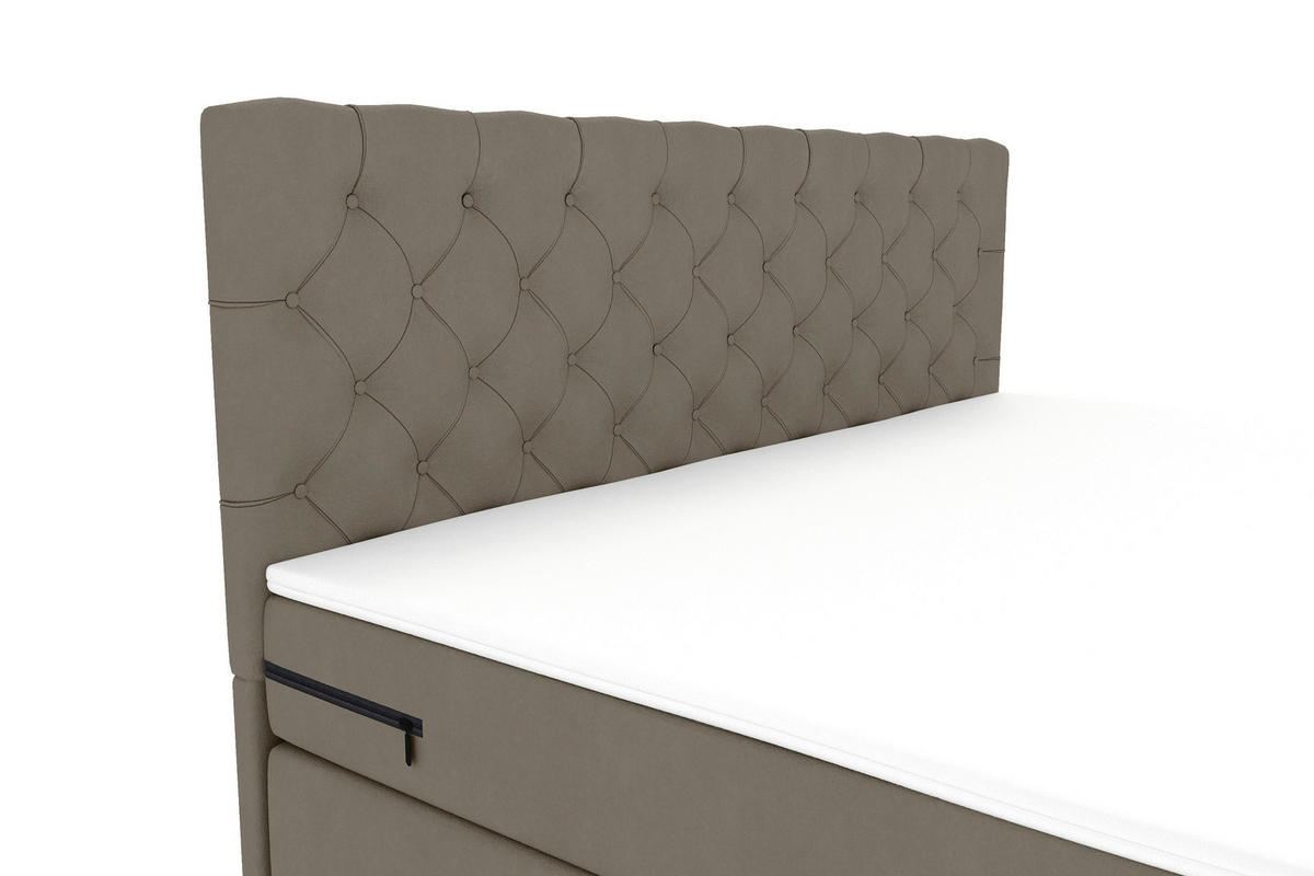 BOXSPRINGBETT 180/200 cm  in Graubraun  - Graubraun/Schwarz, KONVENTIONELL, Textil/Metall (180/200cm) - Boxxx