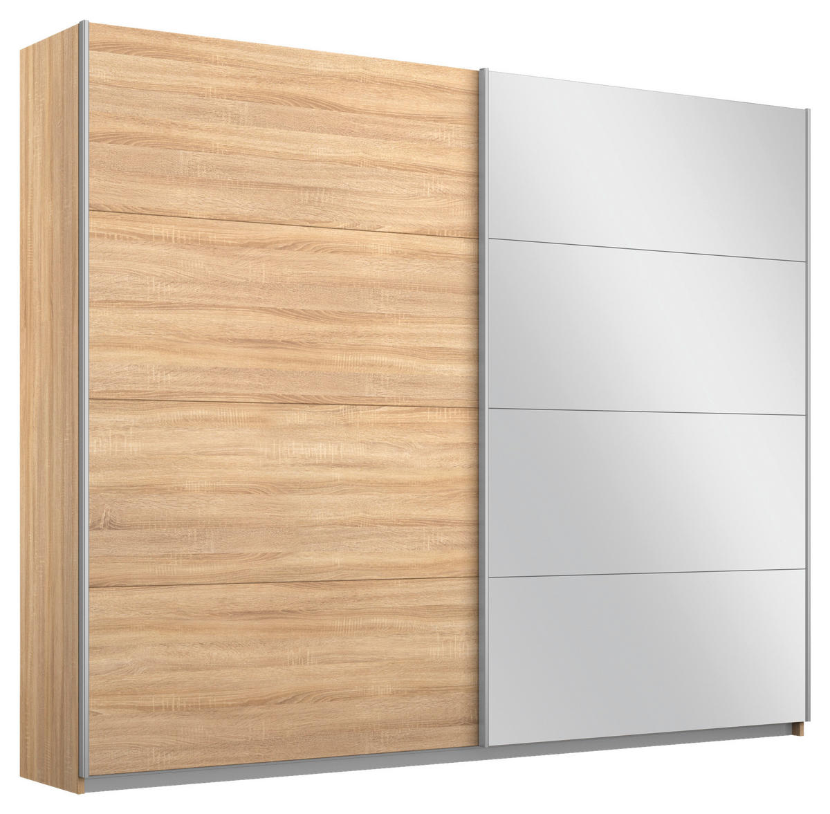 SCHWEBETÜRENSCHRANK  in Sonoma Eiche  - Alufarben/Sonoma Eiche, MODERN, Holzwerkstoff/Metall (226/230/62cm) - Rauch Möbel