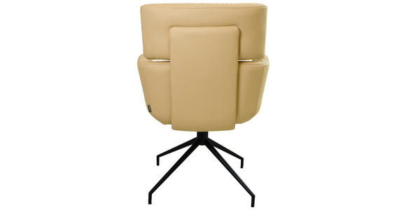 ARMLEHNSTUHL  Lederauswahl, Wippfunktion, Sitzfläche 360° drehbar  Echtleder  - Hellbraun/Schwarz, Design, Leder/Metall (62/92/66cm) - Dieter Knoll