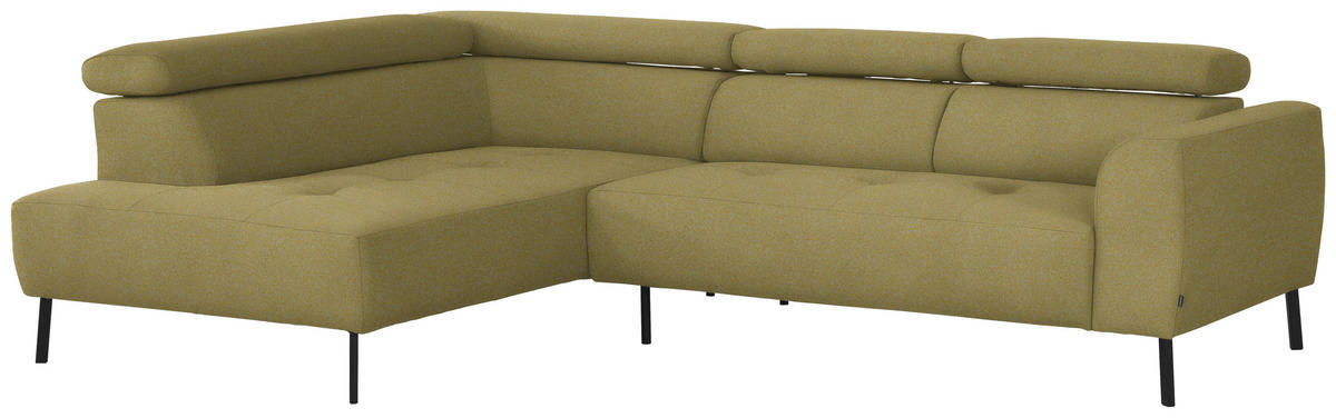 ECKSOFA in Struktur Gelb  - Gelb/Schwarz, Design, Textil/Metall (205/280cm) - Xora