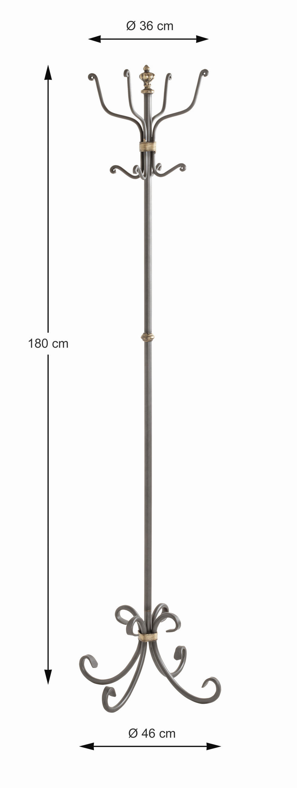 KLEIDERSTÄNDER in Anthrazit, Silberfarben, Goldfarben  46/180 cm  - Anthrazit/Silberfarben, KONVENTIONELL, Metall (46/180cm)