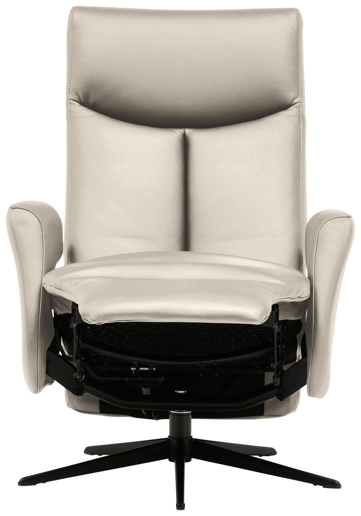 RELAXSESSEL in Leder Creme  - Creme/Schwarz, Design, Leder/Metall (74/105/82cm) - Welnova