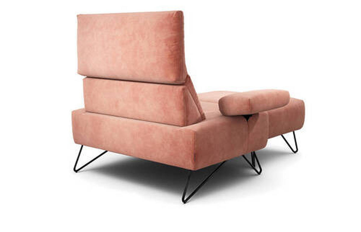 SESSELSET in Samt Rosa  - Schwarz/Rosa, Design, Textil/Metall (114-142/85/86-94cm) - SENSOO