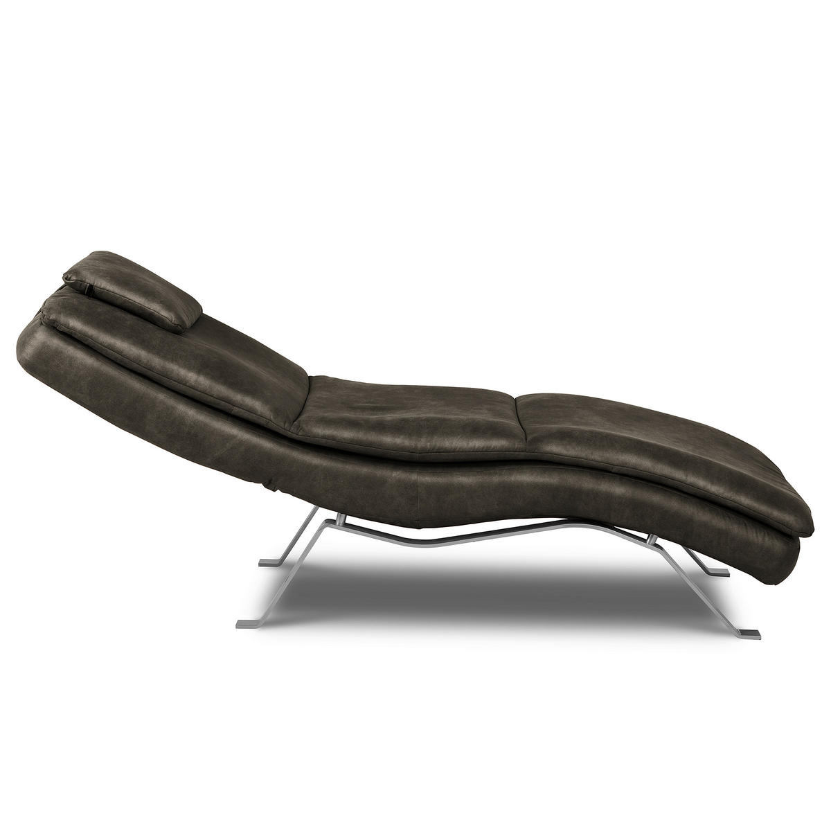 RELAXLIEGE in Lederlook Anthrazit  - Anthrazit/Silberfarben, Design, Textil/Metall (65/95/171cm) - Celina Home