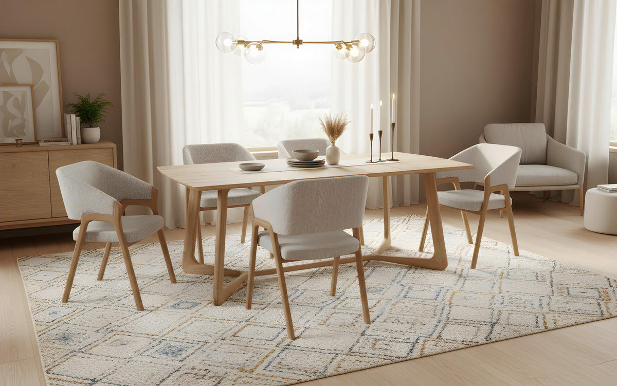 ARMLEHNSTUHL  Typenauswahl Jacquard  - Eichefarben/Beige, KONVENTIONELL, Holz/Textil (57/84/61cm) - Linea Natura