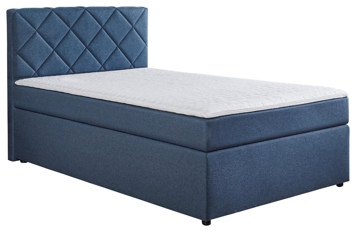 BOXSPRINGBETT 120/200 cm  in Dunkelblau  - Schwarz/Dunkelblau, Konventionell, Kunststoff/Textil (120/200cm) - Boxxx