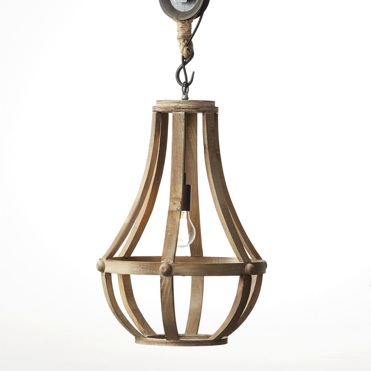HÄNGELEUCHTE 43/190 cm    - Hellbraun, Natur, Holz/Metall (43/190cm) - Brilliant