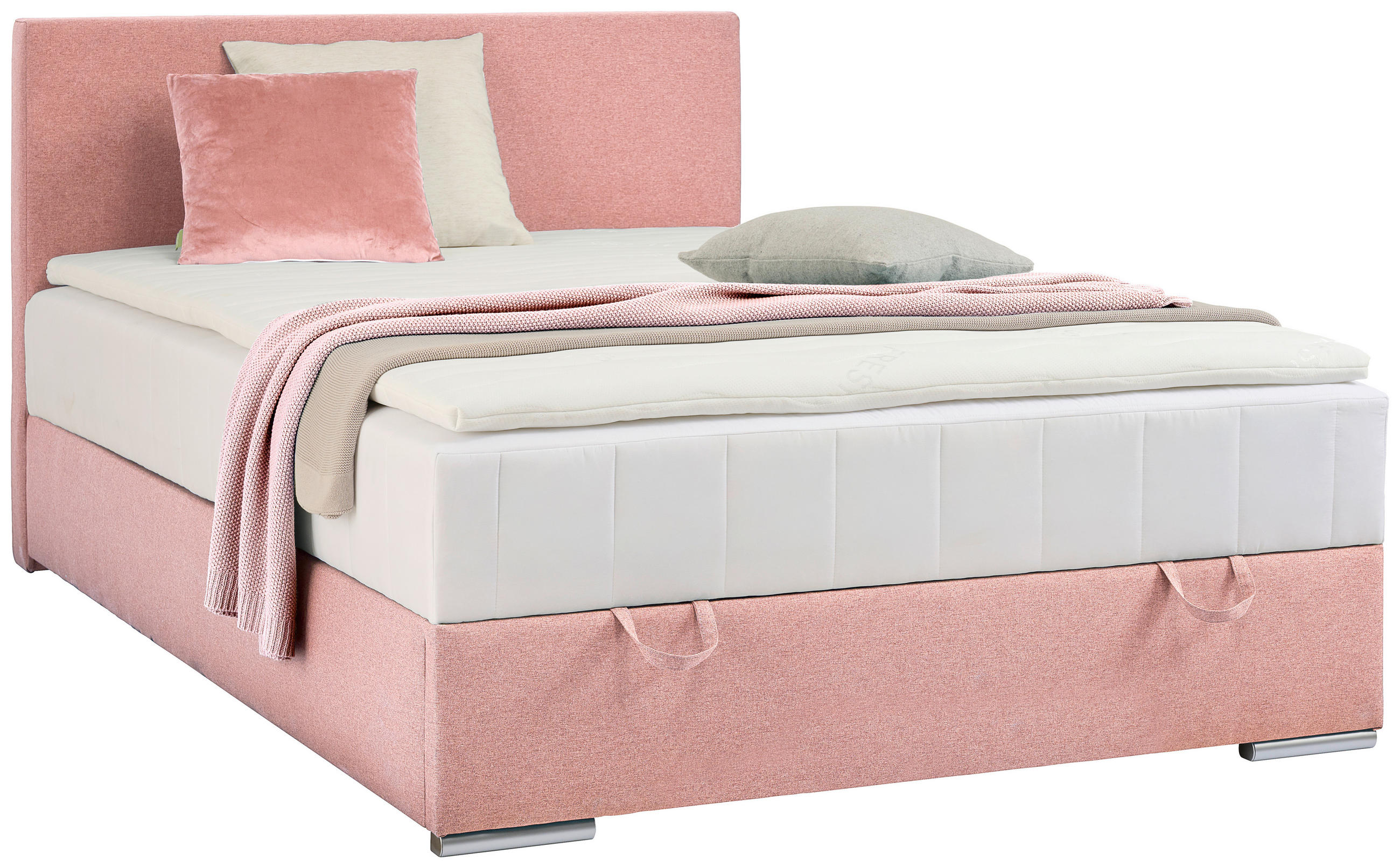 BOXBETT 90/200 cm  in Rosa  - Chromfarben/Rosa, KONVENTIONELL, Kunststoff/Textil (90/200cm) - Boxxx
