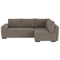 ECKSOFA  in Cord Taupe  - Taupe/Schwarz, Trend, Kunststoff/Textil (252/170cm) - MID.YOU