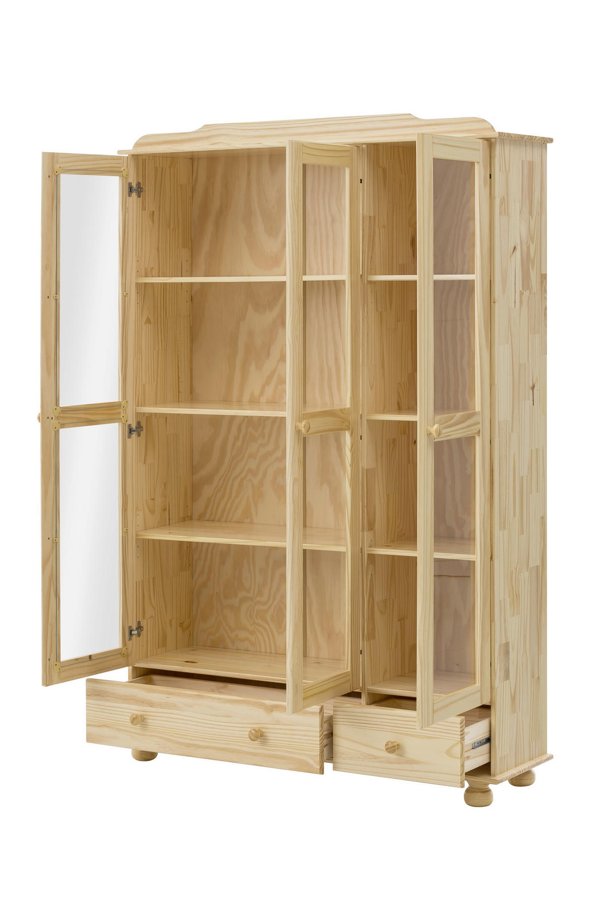 VITRINE  in massiv Kiefer Naturfarben  - Klar/Naturfarben, Natur, Glas/Holz (126/189/35cm) - Livetastic