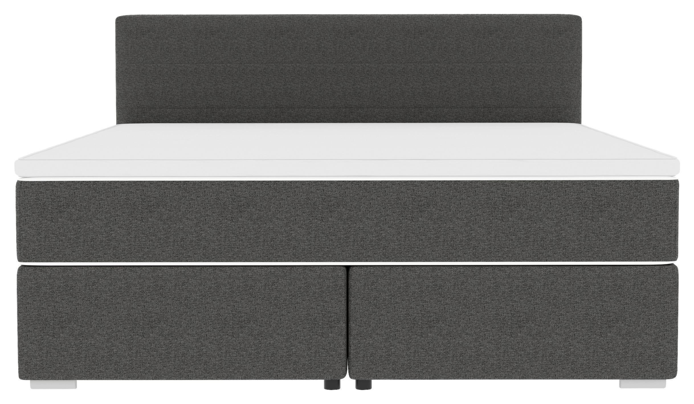 BOXSPRINGBETT 180/200 cm  in Anthrazit  - Chromfarben/Anthrazit, KONVENTIONELL, Kunststoff/Textil (180/200cm) - Boxxx
