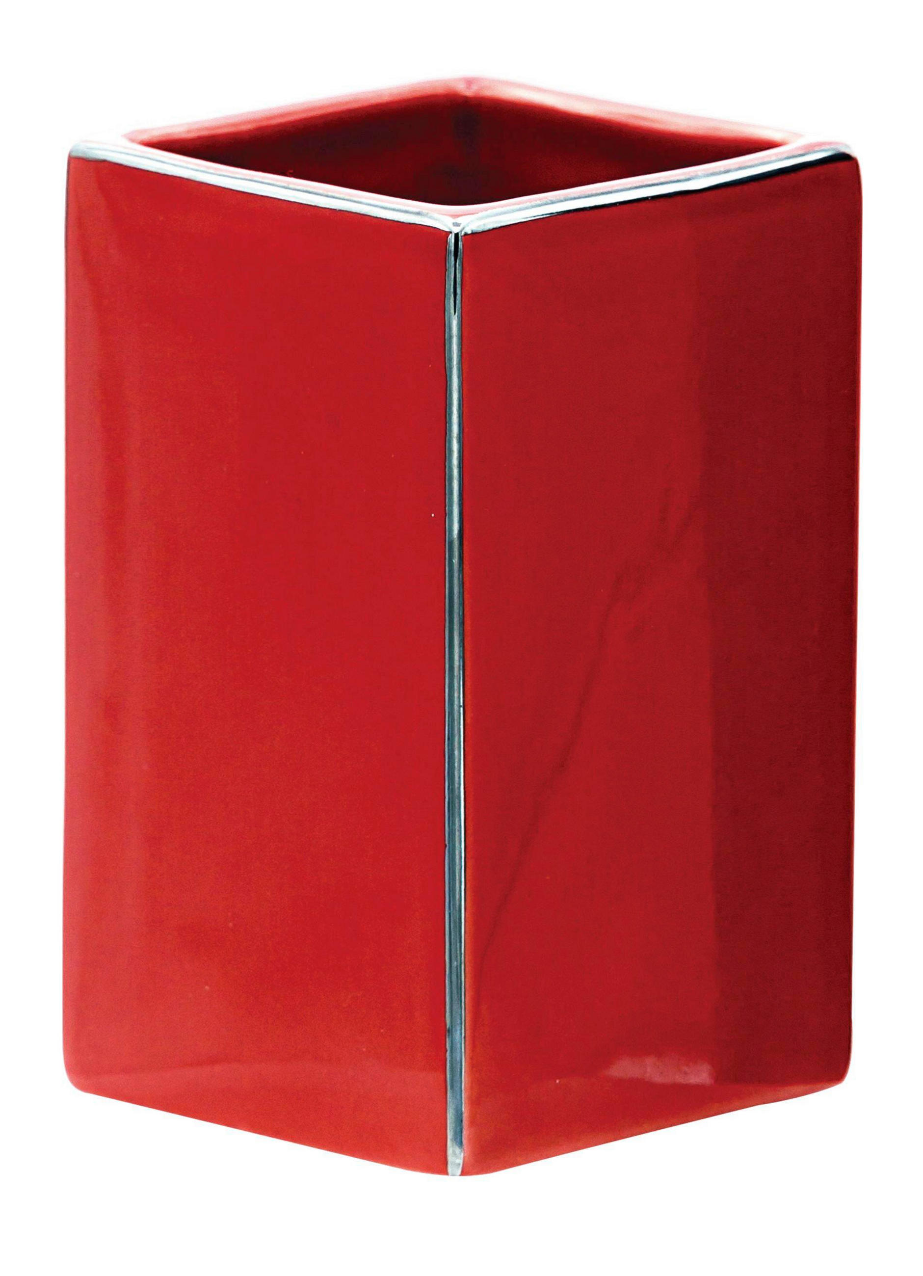 ZAHNPUTZBECHER Keramik  - Rot, Basics, Keramik (6,5/10,3/6,5cm) - Sadena