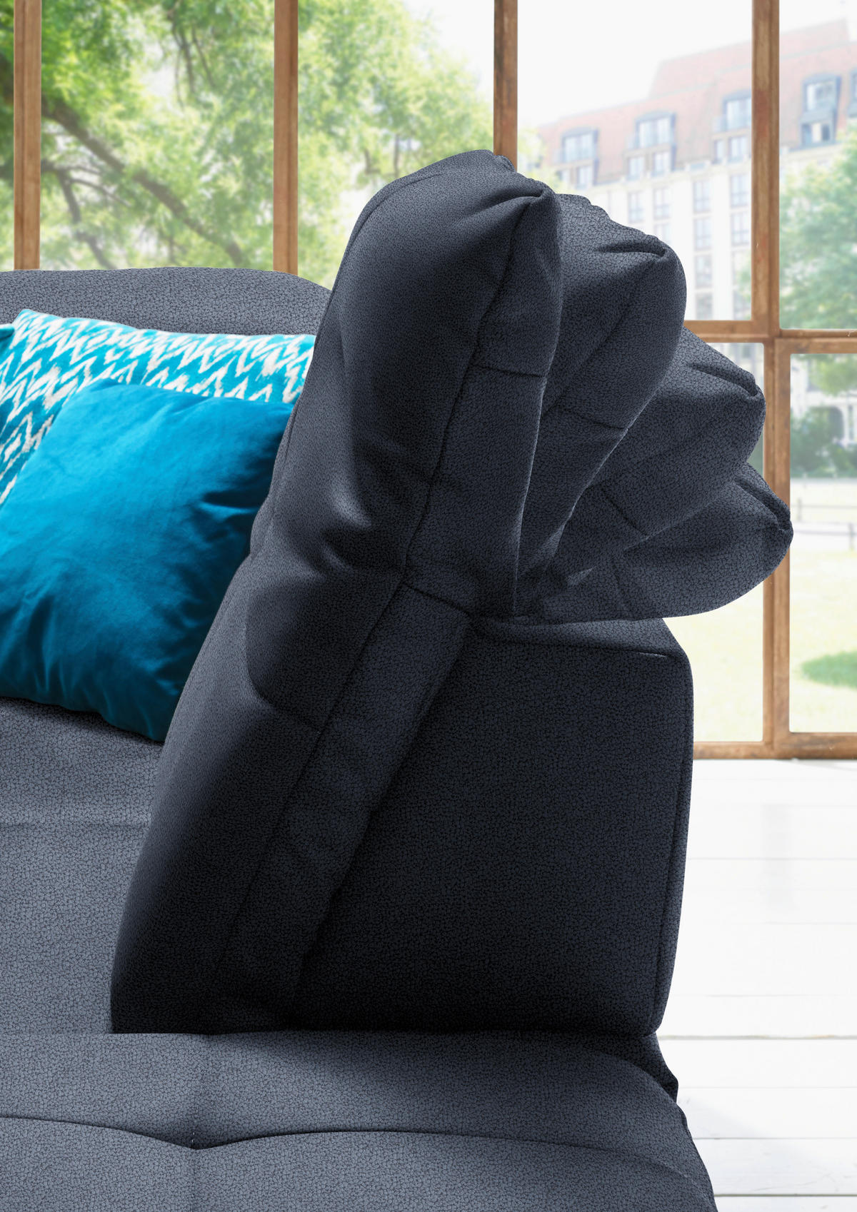 WOHNLANDSCHAFT  in Mikrofaser Blau  - Chromfarben/Blau, Design, Textil (195/371/260cm) - Beldomo Style