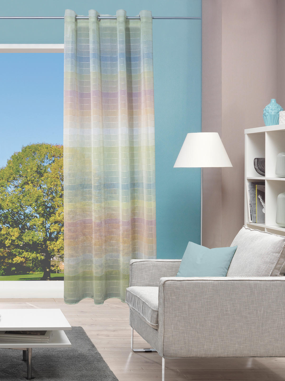 ÖSENSCHAL RAINBOW halbtransparent 140/245 cm   - Multicolor, Basics, Textil (140/245cm)