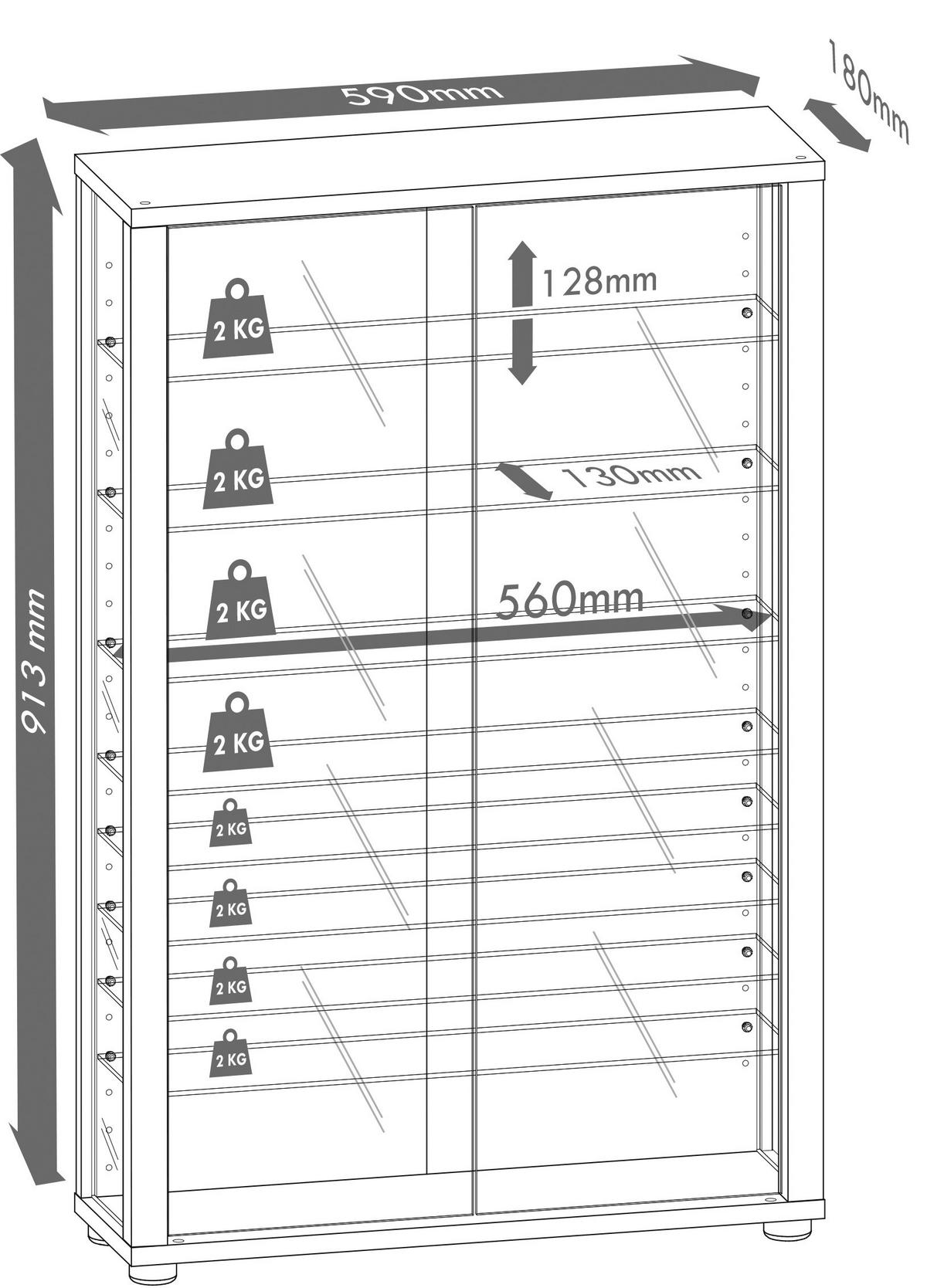 VITRINE in Nussbaumfarben  - Nussbaumfarben/Schwarz, Design, Glas/Holzwerkstoff (59/91/18cm) - MID.YOU