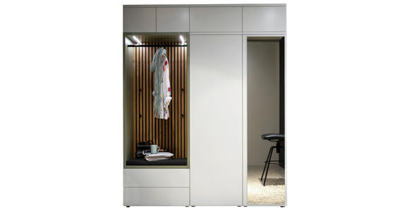 GARDEROBE 8-teilig in 186/234/39 cm - Wildeiche/Weiß, Design, Glas/Holzwerkstoff (186/234/39cm) - Moderano