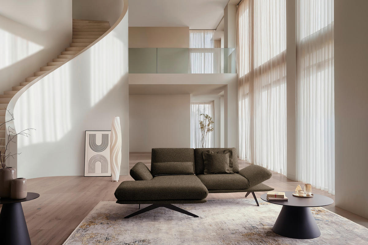 ECKSOFA Flachgewebe Dunkelbraun  - Dunkelbraun/Schwarz, Design, Textil/Metall (155/234cm) - Dieter Knoll