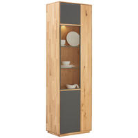 VITRINE in massiv Wildeiche Anthrazit, Eichefarben  - Eichefarben/Anthrazit, Design, Glas/Holz (61/205/40cm) - Waldwelt