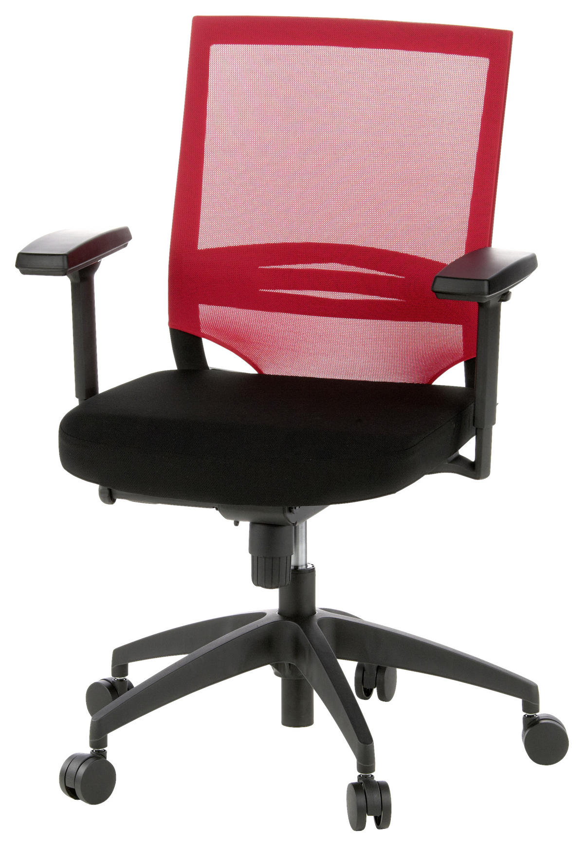 OTOČNÁ ŽIDLE, síťovina, plochá tkanina, červená, černá - černá/červená, Moderní, textil/plast (59/108/44cm) - MID.YOU