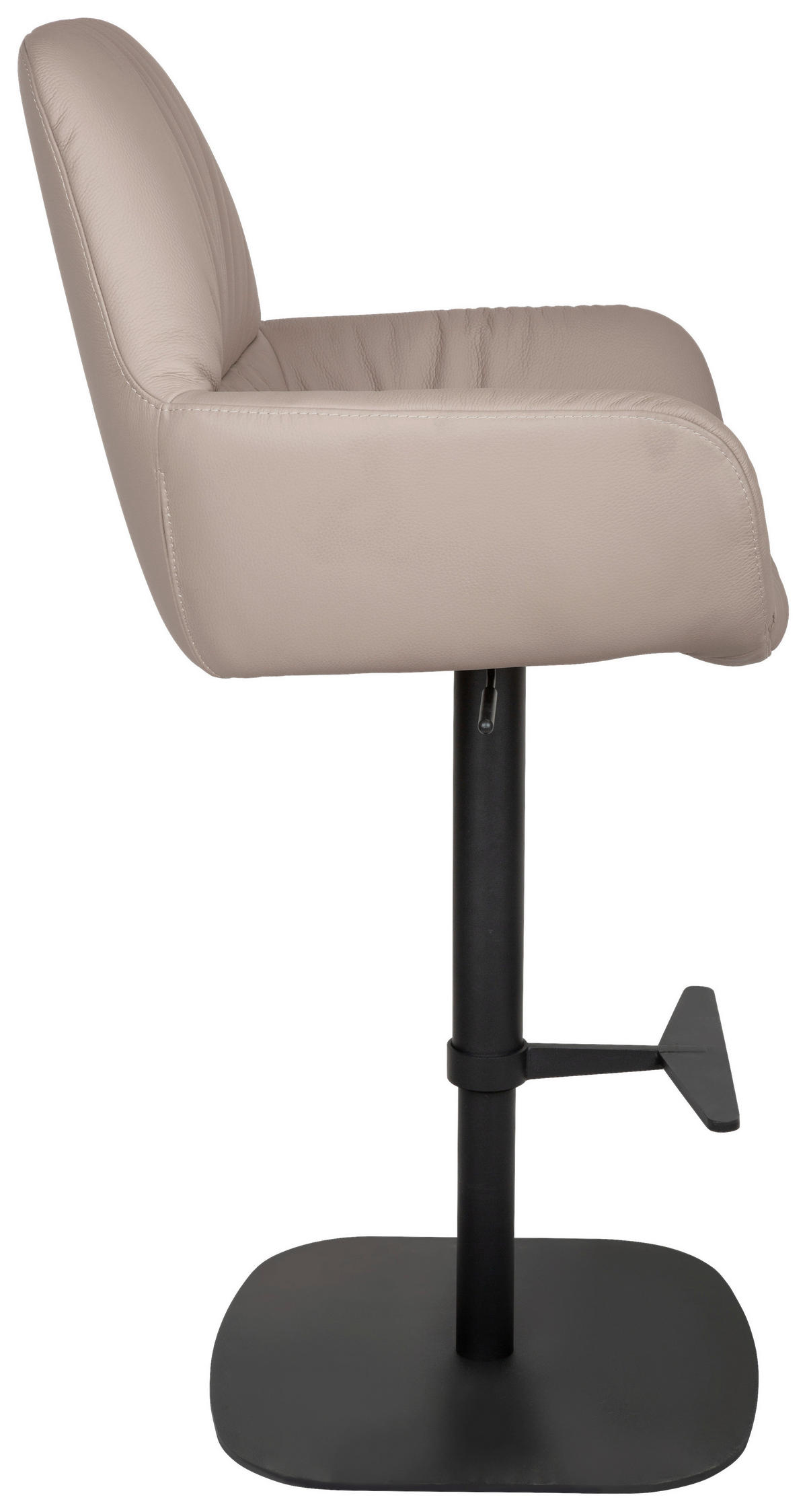 BARHOCKER Echtleder Schwarz, Taupe Eisen Sitzfläche 360° drehbar, inklusive Armlehnen  - Taupe/Schwarz, Design, Leder/Metall (57,5/110/59,5cm) - Dieter Knoll