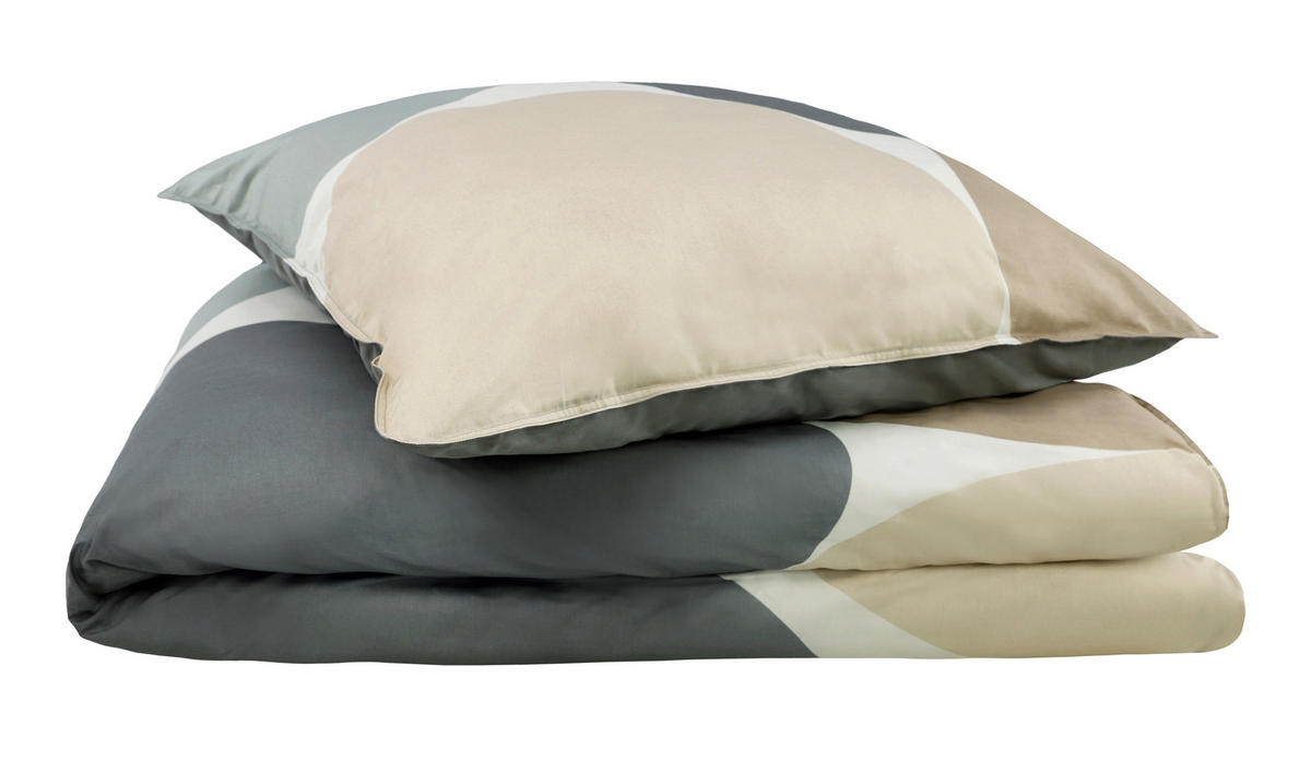OBOJSTRANNÁ POSTEĽNÁ BIELIZEŇ, renforcé, krémová, sivá, svetlosivá, béžová, 140/200 cm - sivá/krémová, Basics, textil (140/200cm) - Schöner Wohnen