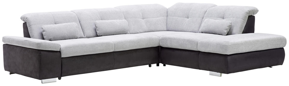 HÖRNSOFFA i chenille svart, aluminiumfärg  - kromfärg/aluminiumfärg, Design, metall/textil (312/260cm) - Beldomo Style