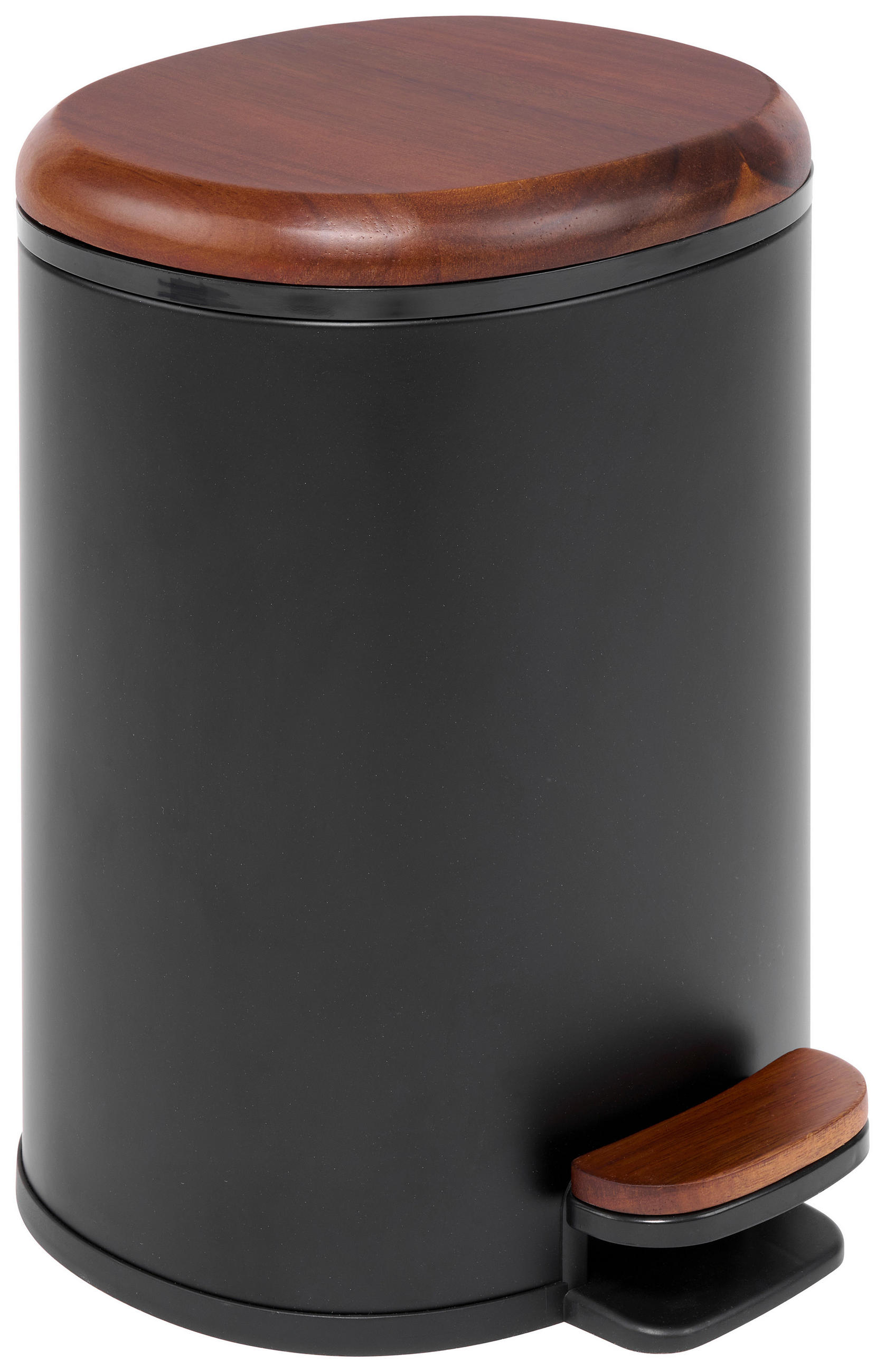 NÁŠĽAPNÝ ODPADKOVÝ KÔŠ - čierna, Basics, kov/drevo (22/28,8/23,5cm) - Homeware