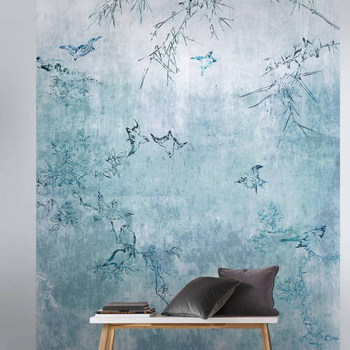 FOTOTAPETE - Blau/Weiß, Basics, Papier/Kunststoff (186/280cm)