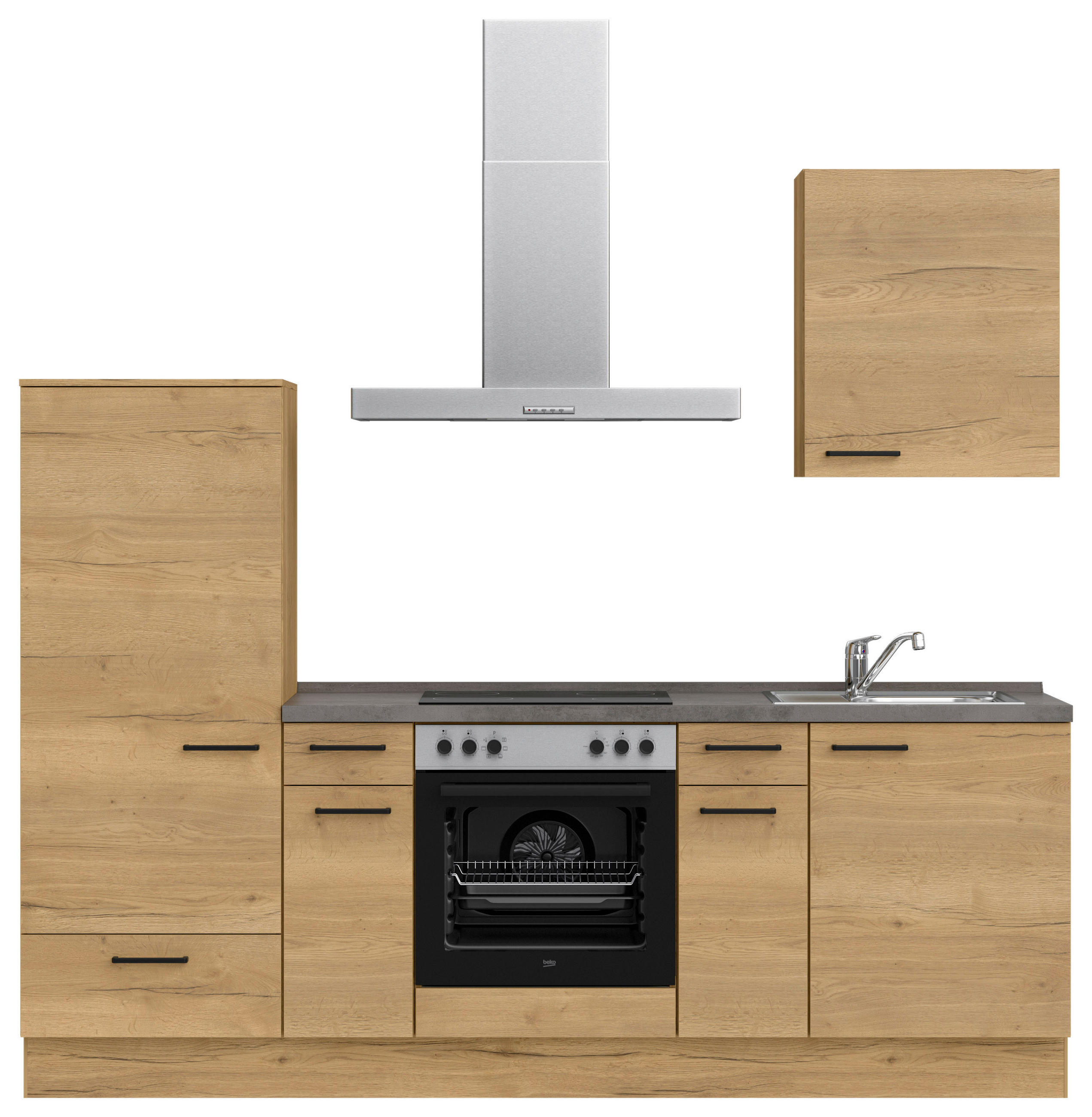 KÜCHENLEERBLOCK 240 cm   in Eichefarben, Schieferfarben  - Schieferfarben/Eichefarben, MODERN, Holzwerkstoff/Metall (240cm) - Nobilia